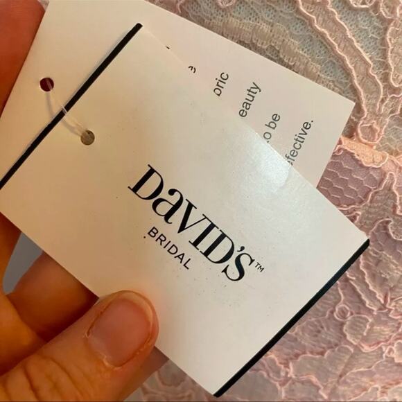 David’s Bridal NWT Women's 10 Pastel Pink Lace One Shoulder Formal Party Dress - Picture 6 of 10
